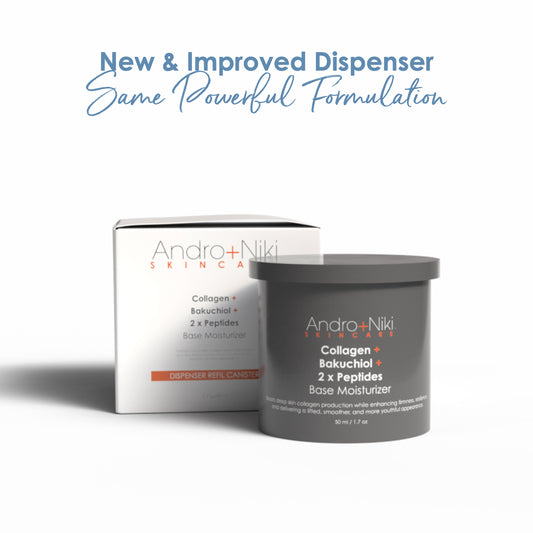 (NEW VERSION - Available August 15) REFILL CANISTER ONLY Collagen + Bakuchiol + 2 x Peptides Base Moisturizer