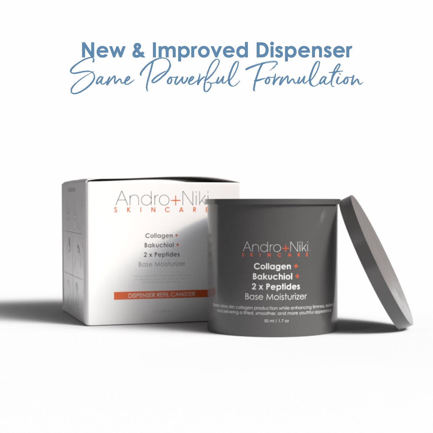 (NEW VERSION - Available August 15) REFILL CANISTER ONLY Collagen + Bakuchiol + 2 x Peptides Base Moisturizer
