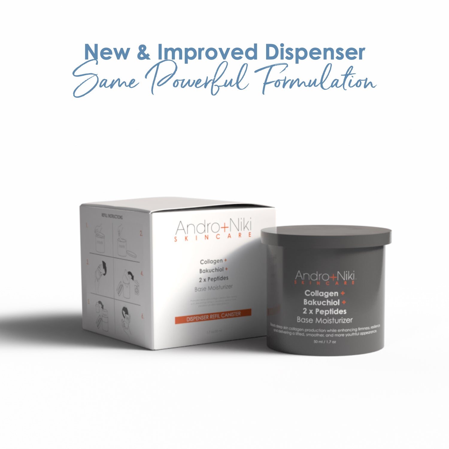 (NEW VERSION - Available August 15) REFILL CANISTER ONLY Collagen + Bakuchiol + 2 x Peptides Base Moisturizer